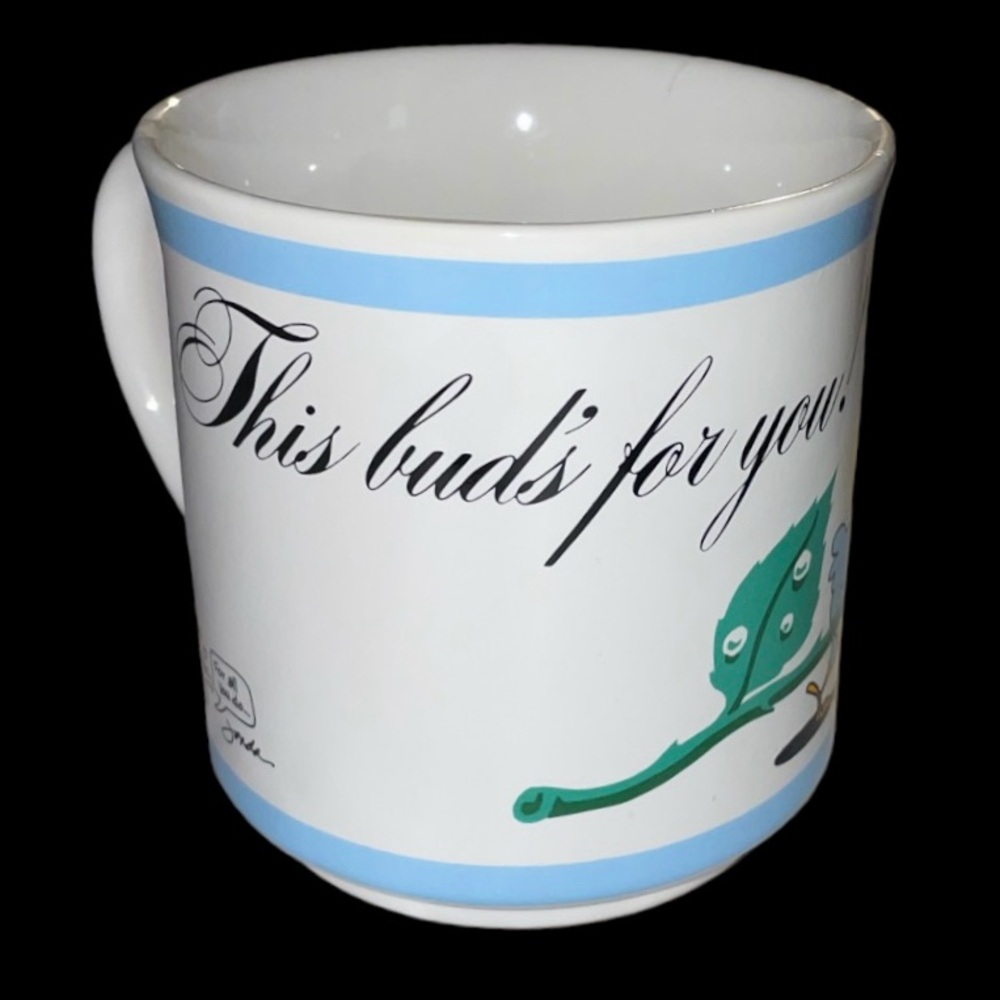 Vintage This Buds For You Bird Rose Japan Recycled Paper Products Kitsch Cup Mug
